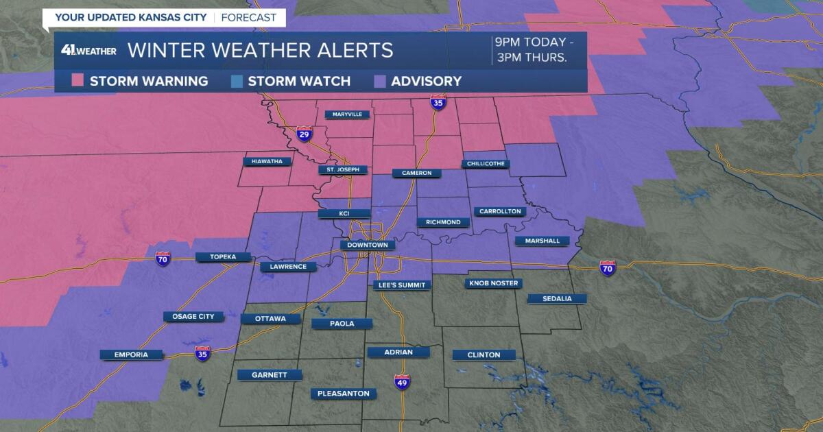 Winter storm warning issued for Kansas City, as weekend travel to